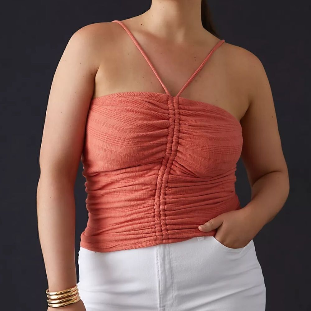 Anthropologie Pilcro Ruched Ribbed Halter